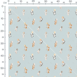 Tissu - Animaux ballons fond bleu