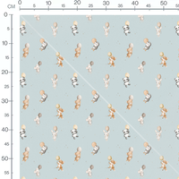 Tissu - Animaux ballons fond bleu