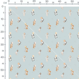 Tissu - Lapins beige et carottes marron