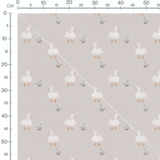 Tissu - Canards blancs et fleurs
