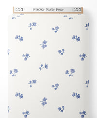 Tissu - Branches fleuries bleues