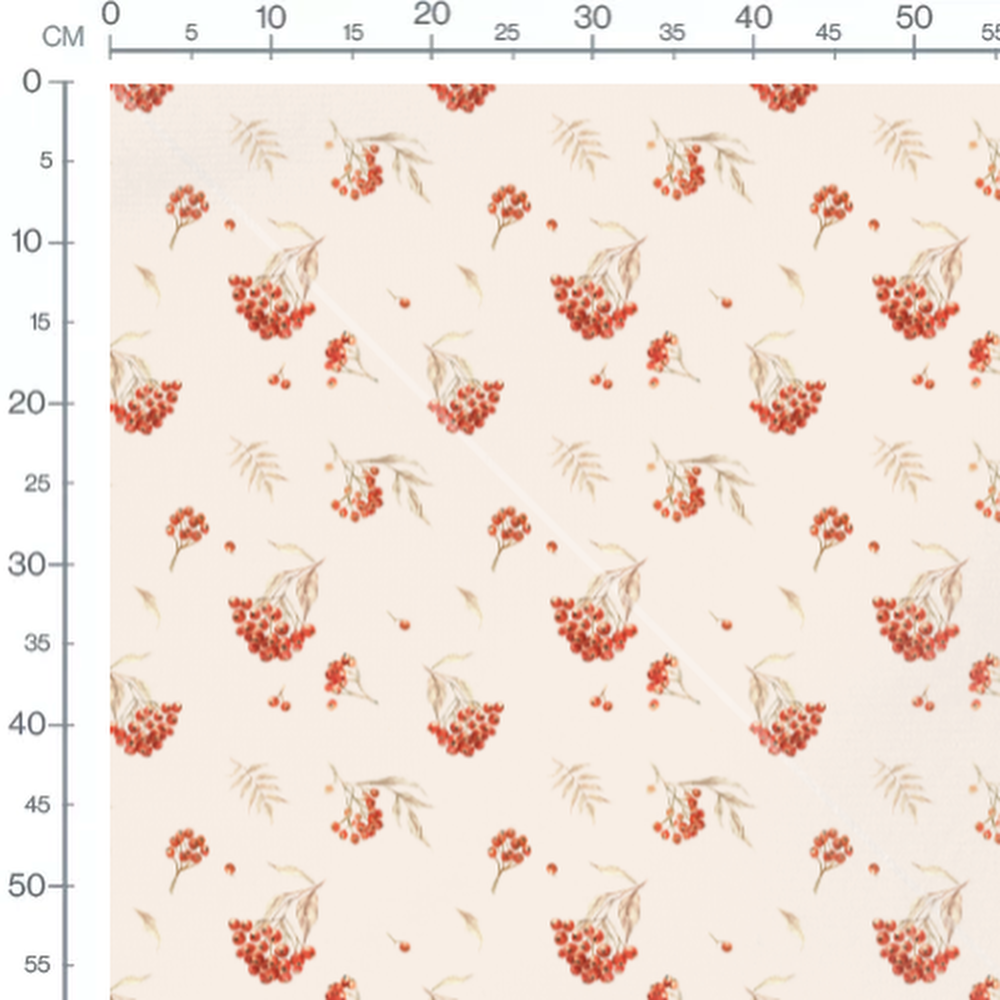 Tissu - Baies rouges sur fond beige