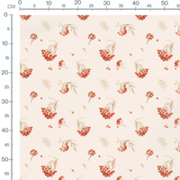 Tissu - Baies rouges sur fond beige
