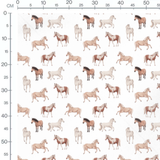 Tissu - Chevaux réalistes sur fond blanc