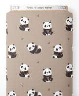 Tissu - Pandas et cœurs marron