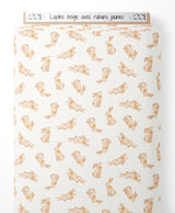 Tissu - Lapins beige avec rubans jaunes