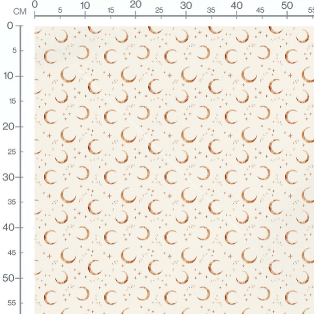 Tissu - Lunes marron sur beige