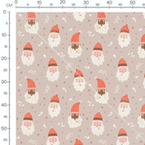 Tissu - Pères Noël sur fond beige 2