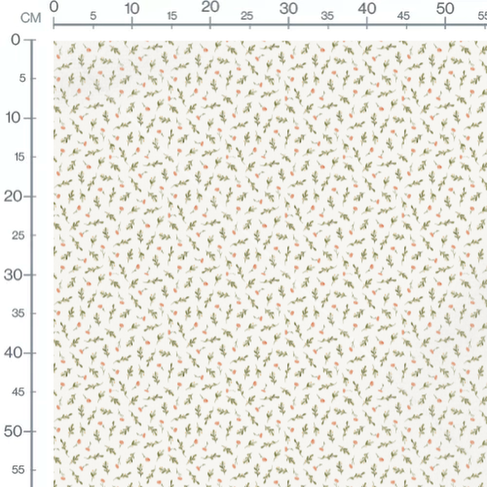 Tissu - Fleurs roses et feuillage vert 2