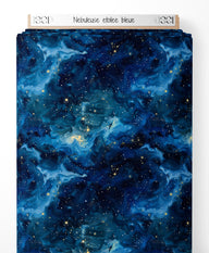 Tissu - Nébuleuse étoilée bleue