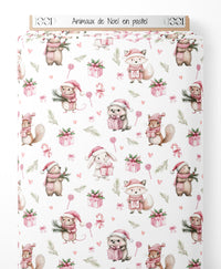Tissu - Animaux de Noël en pastel