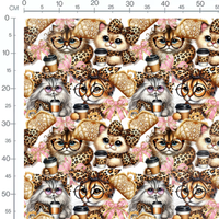 Tissu - chats avec lunettes et motifs leopard