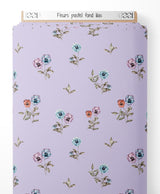 Tissu - Fleurs pastel sur fond lilas