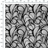 Tissu - Feuilles noires sur blanc