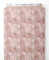 Tissu - Roses et papillons sur rose