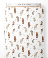 Tissu - Chiens et os aquarelle