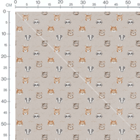 Tissu - Animaux doux sur fond beige