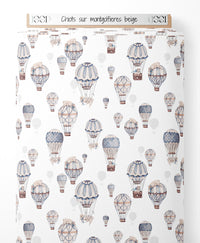 Tissu - Chiots sur montgolfières beige
