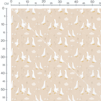 Tissu - Oies et fleurs sur beige