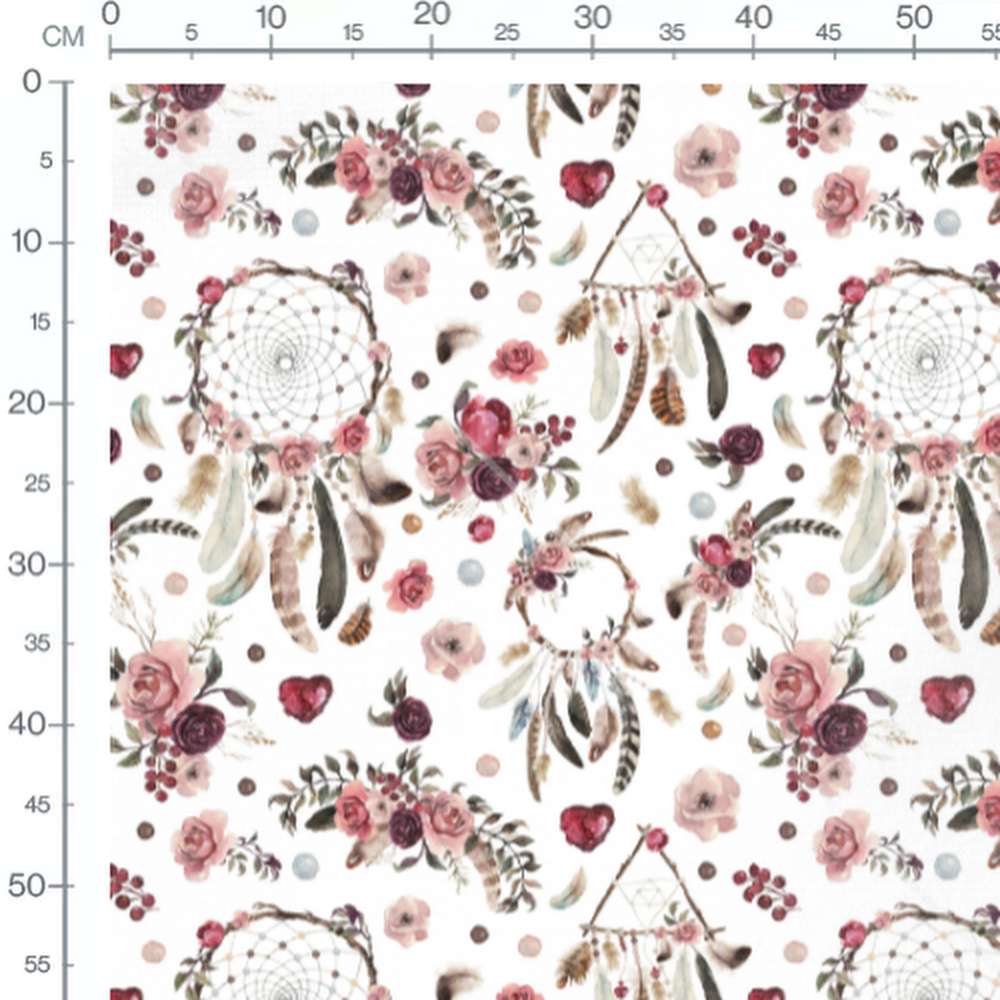 Tissu - Attrape-rêves et roses vertes