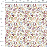Tissu - Fleurs variées et baies rouges