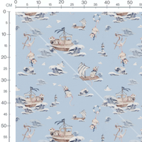 Tissu - Souris en bateau sur bleu
