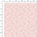 Tissu - Fleurs roses sur fond rose 2