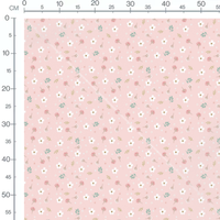 Tissu - Fleurs roses sur fond rose 2