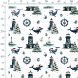 Tissu - Baleines et phares festifs