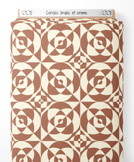 Tissu - Cercles bruns et crème