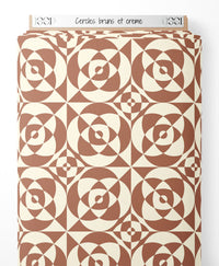 Tissu - Cercles bruns et crème