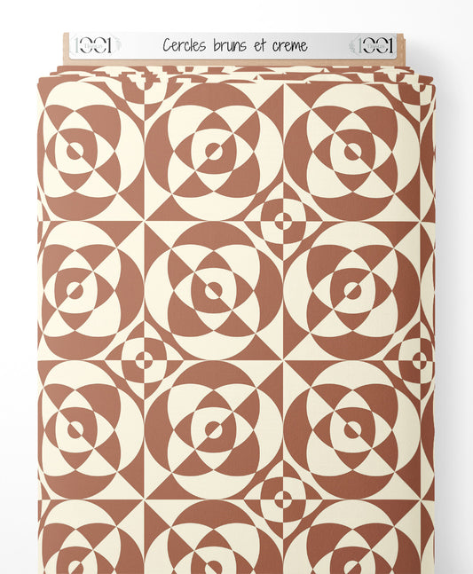Tissu - Cercles bruns et crème