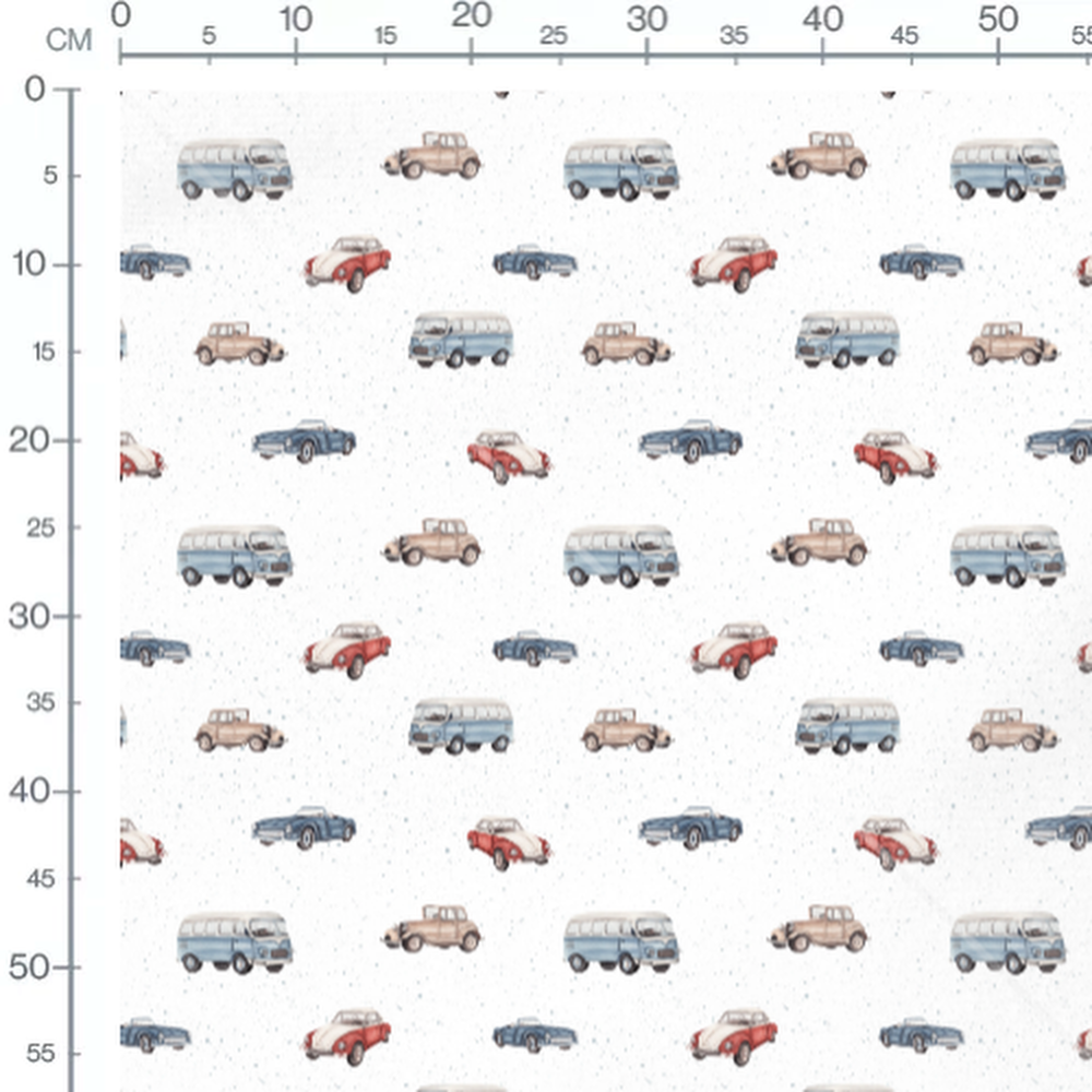 Tissu - Voitures anciennes aquarelle