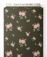 Tissu - Bouquets de roses sur fond sombre