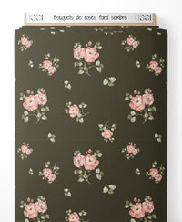 Tissu - Bouquets de roses sur fond sombre