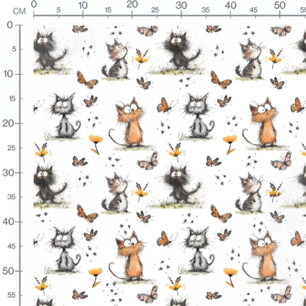 Tissu - chats rigolos