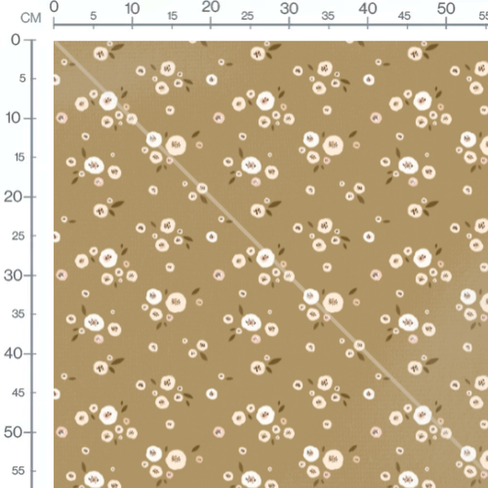 Tissu - Fleurs roses et blanches feuillées