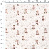 Tissu - Ours et oies en rose