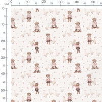 Tissu - Ours et oies en rose