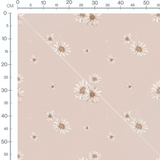 Tissu - Marguerites brunes naturelles