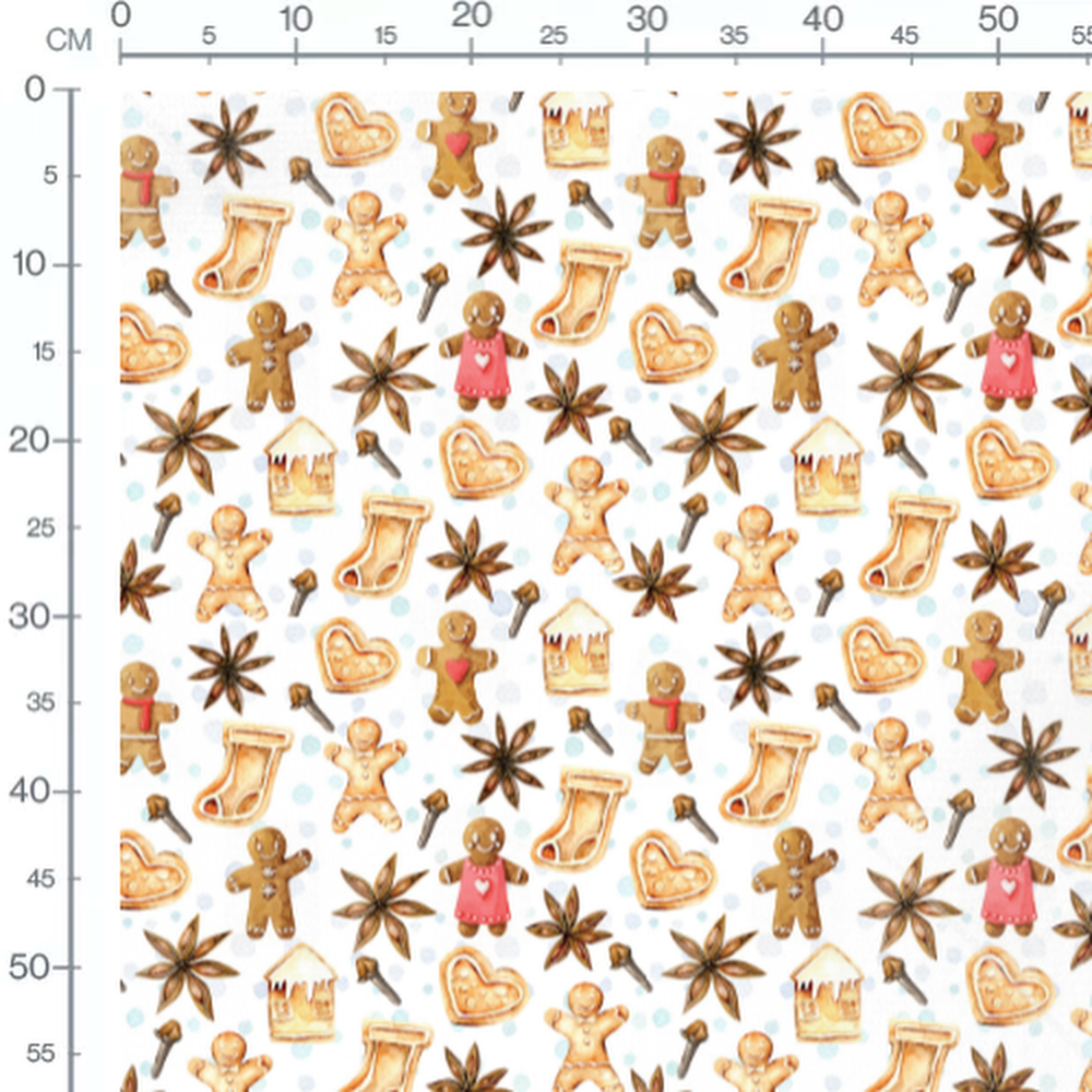 Tissu - Biscuits et épices de Noël