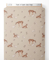 Tissu - Faons et lapins doux beige