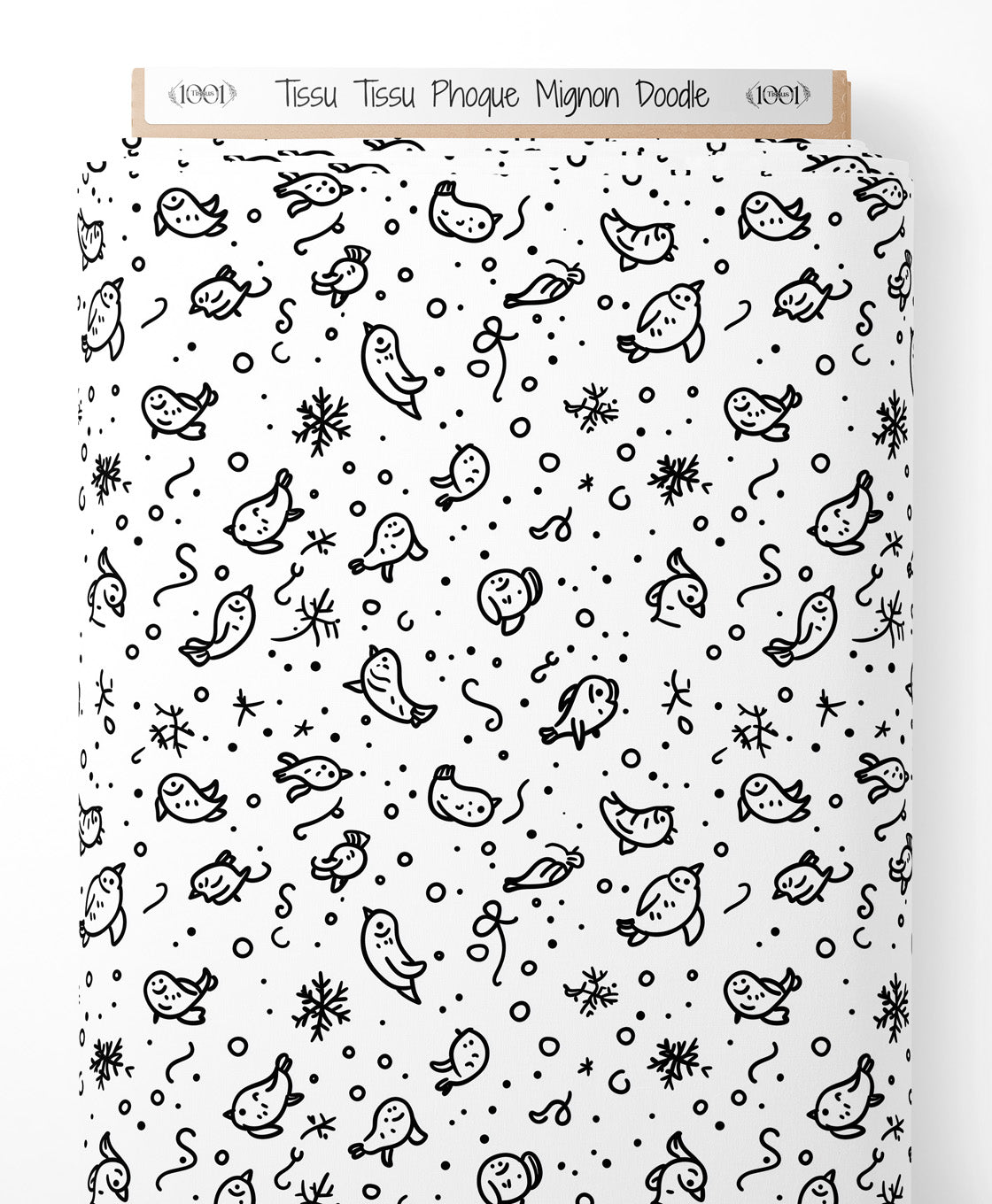 Tissu - Tissu Phoque Mignon Doodle