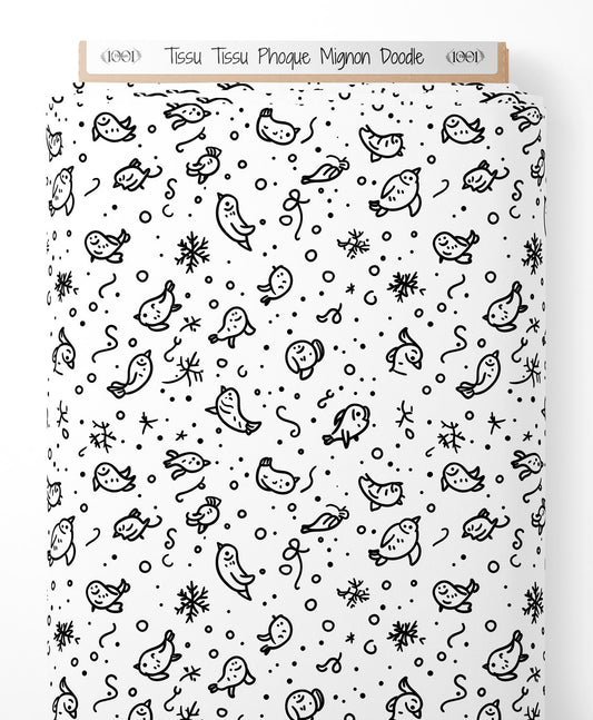 Tissu - Tissu Phoque Mignon Doodle