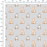Tissu - Renard et pingouins mignons