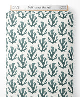 Tissu - Motif coraux bleu-gris