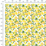 Tissu - Citrons et tranches sur blanc 2