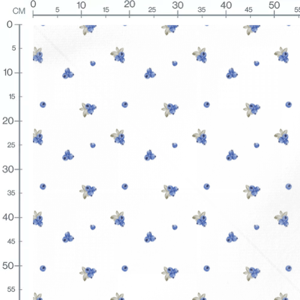 Tissu - Baies bleues sur fond blanc 2