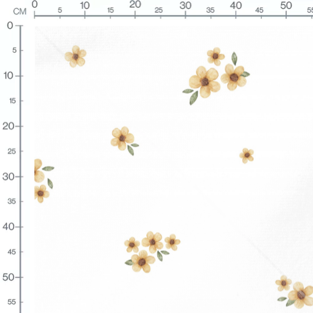 Tissu - Fleurs jaunes et vertes