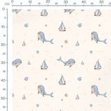Tissu - Baleines et bateaux bleus